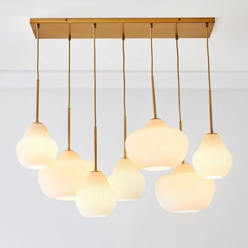 Build Your Own - Sculptural Glass 7-Light Chandelier Finishing : polished nickel